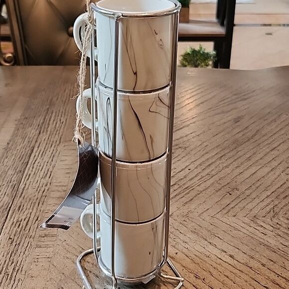 3oz marble stacking cups with metal stand NWT - Picture 4 of 5
